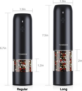 Upgraded Larger Capacity: Electric Salt and Pepper Grinder Set Rechargeable with LED lights - Stainless Steel Automatic Pepper and Salt Grinder Refillable with 6 Adjustable Coarseness