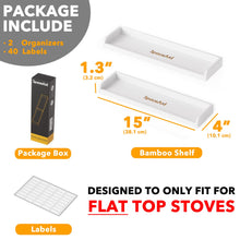 Load image into Gallery viewer, SpaceAid 30&quot; Wide Kitchen Shelf Organizer for Stove, Magnetic Bamboo Spices Shelf for Home Stove Kitchen Storage Organization (Fit for Flat Top Only)