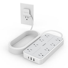Load image into Gallery viewer, Power Strip Surge Protector, TESSAN Flat Plug Extension Cord with 8 Outlets 3 USB Charger(1 USB C), 1080 Joules Protection, Wall Mountable Charging Station for Home Office School Dorm Room Essentials