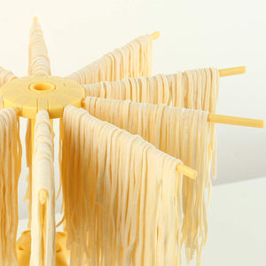 Collapsible Pasta Drying Rack - Spaghetti Noodle Drying Rack with 10 Bar Handles White
