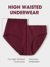 Load image into Gallery viewer, Cotton Underwear for Women High Waisted Lace Panties 4 Pack | Full Coverage Briefs, Soft Lace Waistband, Breathable Fabric, Tagless Design, Ideal for Daily Wear, Travel, and Relaxation