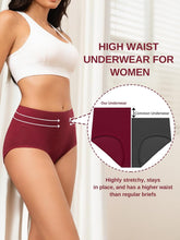 Load image into Gallery viewer, Vevmon Cotton Underwear for Women High Waisted Soft Ladies Panties 5 Pack | Full Coverage Breathable Briefs, Moisture-Wicking Cotton Fabric, Fits Comfortably Underwear for Gym, Work, Daily, Loungewear