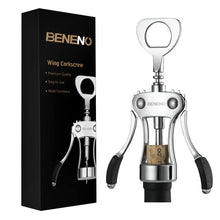 Load image into Gallery viewer, Beneno Wine Opener, Zinc Alloy Premium Wing Corkscrew with Multifunctional Bottles Opener, Sharp Wine Corkscrew with Ergonomic Non-Slip Wing Handle, Upgrade