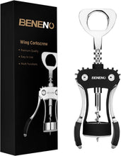 Load image into Gallery viewer, Premium Wing Corkscrew Wine Opener with Multifunctional Bottle Openers Smooth Edge Side Can Opener Manual with Durable Sharp Blade