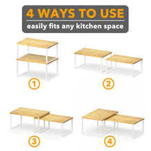 Load image into Gallery viewer, SpaceAid Cabinet Shelf Organizers 2 Pack, Kitchen Counter Rack Shelves Riser, Stackable Expandable Spice Rack, Pantry Cupboard Storage Organization (Black and Natural, Short)