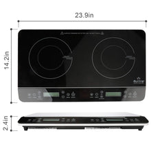 Load image into Gallery viewer, Duxtop LCD Portable Double Induction Cooktop 1800W Digital Electric Countertop Burner Sensor Touch Stove, 9620LS/BT-350DZ