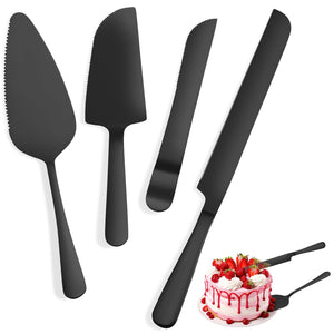 4 Pcs Gold Cake Cutting Set, Premium Cake Cutter & Pie Server Set for Wedding, Thickened Stainless Steel Cake Knife and Server with Rounded Edges, Pie Server Spatula Birthday Christmas Gift