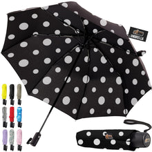 Load image into Gallery viewer, Windproof Compact Stick Umbrella for Rain, Travel One-Click Automatic Open and Close, Lightweight, Portable, Strong Reinforced Fiberglass Ribs, Easily Collapsible, Black