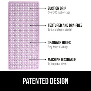 Bath Tub Shower Mat, Machine Washable Bathtub Floor Liner Mats, Suction Cups and Drain Holes to Keep Tubs Clean, Soft on Feet, Bathroom Essentials, 35x16 Inch, Clear