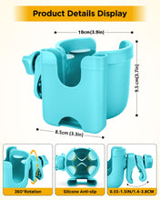 Load image into Gallery viewer, Universal Stroller Cup Holder with Mobile Phone Case, 2-in-1 Strollers Storage Rack, 360 Degrees Rotation Drink Holder for Bike, Pushchair, Wheelchair, Walker,Bicycle, Fits Most Cups