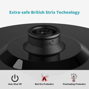 Secura Original Stainless Steel Double Wall Electric Water Kettle 1.8 Quart with Auto Shut-Off & Boil-Dry Protection, Black Onyx SWK-1701DA/HB-3227B
