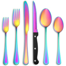 Load image into Gallery viewer, 24 Pcs Silverware Set with Steak Knives Service for 4,Stainless Steel Flatware Set,Mirror Polished Cutlery Utensil Set,Home Kitchen Eating Tableware Set,Include Fork Knife Spoon Set,Dishwasher Safe