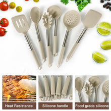 Load image into Gallery viewer, Kitchen Utensils Set-Silicone Cooking Utensils-33pcs Non-Stick Silicone Cooking Kitchen Utensils Spatula Set with Holder-Best Kitchen Cookware with Stainless Steel Handle (Khaki)