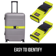 Load image into Gallery viewer, Heavy Duty 4 Pack Adjustable Luggage Straps for Suitcases, Easy to Identify Travel Belt Connector Holds Suitcase Together, Extends Life of Bag, Strap Connects Two Bags, Accessories Green