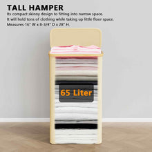 Load image into Gallery viewer, SpaceAid Laundry Hamper with Lid, 110L Large Tall Clothes Basket Bin with Bamboo Handles, Collapsible Laundry Hamper for Bedroom, Bathroom, Dorm, Laundry Room - Black