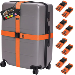 Heavy Duty 4 Pack Adjustable Luggage Straps for Suitcases, Easy to Identify Travel Belt Connector Holds Suitcase Together, Extends Life of Bag, Strap Connects Two Bags, Accessories Green