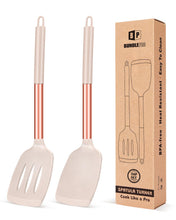 Load image into Gallery viewer, Pack of 2 Silicone Solid Turner, Non Stick Slotted Kitchen Spatulas, High Heat Resistant BPA Free Cooking Utensils, Ideal Cookware for Fish, Eggs, Pancakes(Black)