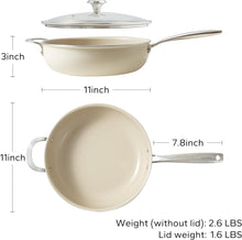 Load image into Gallery viewer, Redchef Ceramic Pots and Pans Set Non Stick, 16Pcs Kitchen Ceramic Cookware Sets, Ceramic Saute Pan with Lid, Nonstick Deep Frying Pan, 5QT Jumbo Cooker with Helper Handle &amp; Lid, PFAS PFOA &amp; PTFE Free