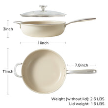 Load image into Gallery viewer, Redchef Ceramic Saute Pan with Lid, Nonstick Deep Frying Pan, 5QT Jumbo Cooker with Helper Handle &amp; Lid, Non Toxic Ceramic Cooking Pan, Chef Pan, Dishwasher &amp; Oven Safe, PFAS PFOA &amp; PTFE Free