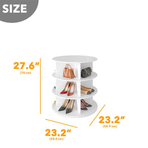 SpaceAid 7 Tier Rotating Shoe Rack Tower, Spinning Shoe Display Lazy Susan, Revolving 360 Shoe Rack Storage Round Carousel, Vertical Handbag Rotate Shoes Closet Organization (7-Tier White)