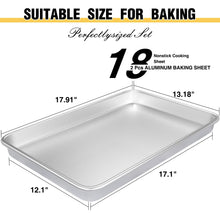 Load image into Gallery viewer, Commercial Quality Baking Sheet Pan Set, Natural Aluminum Cookie Sheet, Umite Chef Warp Resistant Nonstick Baker&#39;s Half Sheet Pan, Large Thick Cookie Tray Pans for Baking, Roasting(2 Pack, 18X13In)