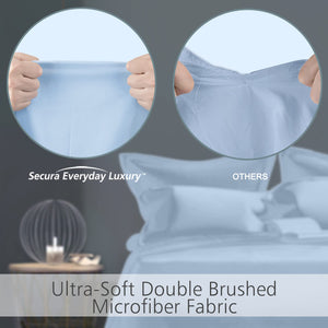 Secura Queen Bed Sheet Set, 4pcs Bedding Sheets & Pillowcases, Soft Microfiber 1800 Thread Count 16" Deep Pocket Luxury Bed Sheets - Hypoallergenic, Wrinkle & Fade Resistant (Black)