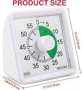Secura 60-Minute Visual Timer, Classroom Timer, Countdown Timer for Kids and Adults, Time Management Tool for Teaching (Blue & Blue)
