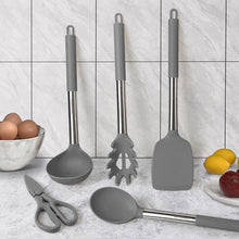 Load image into Gallery viewer, Kitchen Utensils Set-Silicone Cooking Utensils-33pcs Non-Stick Silicone Cooking Kitchen Utensils Spatula Set with Holder-Best Kitchen Cookware with Stainless Steel Handle (Khaki)