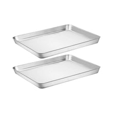 Load image into Gallery viewer, Baking Sheet Cookie Sheet Set of 2, Umite Chef Stainless Steel Baking Pans Tray Professional 16 x 12 x 1 inch, Non Toxic &amp; Healthy, Mirror Finish &amp; Rust Free, Easy Clean &amp; Dishwasher Safe