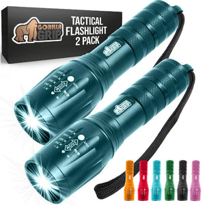 Powerful LED Tactical Flashlight, 750 FT High Lumens 5 Adjustable Modes, Water Resistant, Ultra Bright Zoom Flashlights, Small Mini Flash Light, Camping, Night Dog Walking, Turquoise