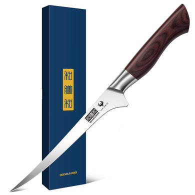 Fillet Knife 7 Inch, Professional High Carbon Stainless Steel Boning Knife for Meat, Ultra Sharp Japanese Fish Fillet Knives with Ergonomic Wood Handle