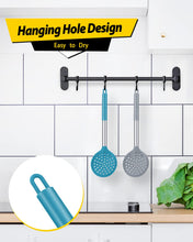 Load image into Gallery viewer, Kitchen Ladle Strainer Set of 2 Large Slotted Spoon with High Heat Resistant BPA Free Non Stick Cooking Skimmers For Draining and Frying (Grey and Teal Blue)