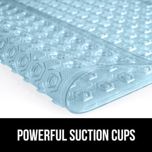 Bath Tub Shower Mat, Machine Washable Bathtub Floor Liner Mats, Suction Cups and Drain Holes to Keep Tubs Clean, Soft on Feet, Bathroom Essentials, 35x16 Inch, Clear