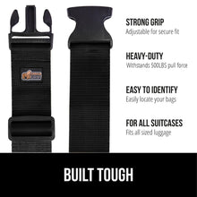 Load image into Gallery viewer, Heavy Duty 4 Pack Adjustable Luggage Straps for Suitcases, Easy to Identify Travel Belt Connector Holds Suitcase Together, Extends Life of Bag, Strap Connects Two Bags, Accessories Green