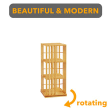 Load image into Gallery viewer, SpaceAid 6 Tier Rotating Bookshelf Tower, Bamboo Spinning Book Shelf, Revolving 360 Bookcase Storage Swivel Round Carousel, Vertical Rotate Turning Spiral Corner Organizer (6-Tier Walnut)