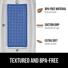 Load image into Gallery viewer, Bath Tub Shower Mat, Machine Washable Bathtub Floor Liner Mats, Suction Cups and Drain Holes to Keep Tubs Clean, Soft on Feet, Bathroom Essentials, 35x16 Inch, Clear