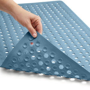 Bath Tub Shower Mat, Machine Washable Bathtub Floor Liner Mats, Suction Cups and Drain Holes to Keep Tubs Clean, Soft on Feet, Bathroom Essentials, 35x16 Inch, Clear