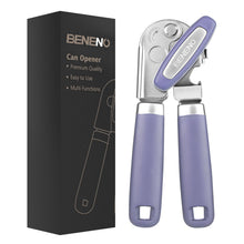 Load image into Gallery viewer, Beneno Can Opener Manual with Magnet, Hand Held Heavy Duty Can Opener with Durable Sharp Blade Smooth Edge, Big Effort-Saving Knob, Soft Grip Rubber Handle, Multifunctional Bottle Opener, Green