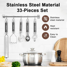 Load image into Gallery viewer, Kitchen Utensils Set-Silicone Cooking Utensils-33pcs Non-Stick Silicone Cooking Kitchen Utensils Spatula Set with Holder-Best Kitchen Cookware with Stainless Steel Handle (Khaki)