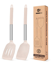 Load image into Gallery viewer, Pack of 2 Silicone Solid Turner, Non Stick Slotted Kitchen Spatulas, High Heat Resistant BPA Free Cooking Utensils, Ideal Cookware for Fish, Eggs, Pancakes(Black)