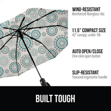 Load image into Gallery viewer, Windproof Compact Stick Umbrella for Rain, Travel One-Click Automatic Open and Close, Lightweight, Portable, Strong Reinforced Fiberglass Ribs, Easily Collapsible, Black