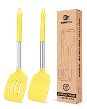 Load image into Gallery viewer, Pack of 2 Silicone Solid Turner, Non Stick Slotted Kitchen Spatulas, High Heat Resistant BPA Free Cooking Utensils, Ideal Cookware for Fish, Eggs, Pancakes(Black)