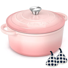 Load image into Gallery viewer, Enameled Cast Iron Dutch Oven - Umite Chef 5QT Pot with Lid &amp; Cotton Potholders - Heavy-Duty Cookware for Bread Baking, Braising, Stews, Roasting(Cream White)