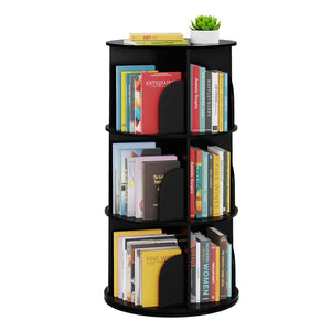 SpaceAid 4 Tier Rotating Bookshelf Tower, Spinning Bookcase Lazy Susan, Revolving 360 Book Shelf Storage Round Carousel, Vertical Rotate Turning Spiral Corner Organizer, White