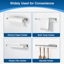 Load image into Gallery viewer, Paper Towel Holder - Self-Adhesive or Drilling, Brushed Nickel, Wall Mounted, SUS304 Stainless Steel Kitchen Roll Dispenser Under Cabinet
