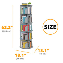 Load image into Gallery viewer, SpaceAid 4 Tier Rotating Bookshelf Tower, Spinning Bookcase Lazy Susan, Revolving 360 Book Shelf Storage Round Carousel, Vertical Rotate Turning Spiral Corner Organizer, White