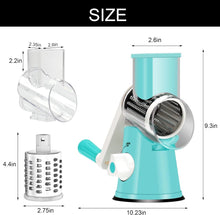Load image into Gallery viewer, Rotary Cheese Grater Hand Crank Cheese Shredder for Fresh Cheese, Vegetable, Nuts,Non-slip Suction Base, Free Cleaning Brush Three Blades, Black