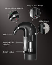 Load image into Gallery viewer, Electric Wine Decanter with One-Touch Pouring, Wine Aerator with Triple Aeration Functions, Red Light Indicator, and Magnetic Wake-Up - Perfect Wine Accessories Gift for Wine Lovers