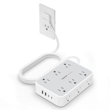 Load image into Gallery viewer, Surge Protector Power Strip, TESSAN 5FT Flat Extension Cord with Multiple Outlets, 12 Outlet Extender with 4 USB (2 USB-C), Flat Plug Power Strip, 1800J Surge Protection, Office, Dorm Essentials