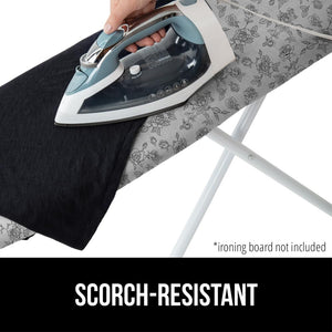 Ironing Board Cover and Pad, Silicone Coating, Thick Scorch Resistant Padding, Heavy Duty Iron Covers Standard Boards, Hook and Loop Fastener Strap, Silver, 15x54